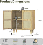 Boho Rattan Sideboard 2 Magnetic Doors Storage