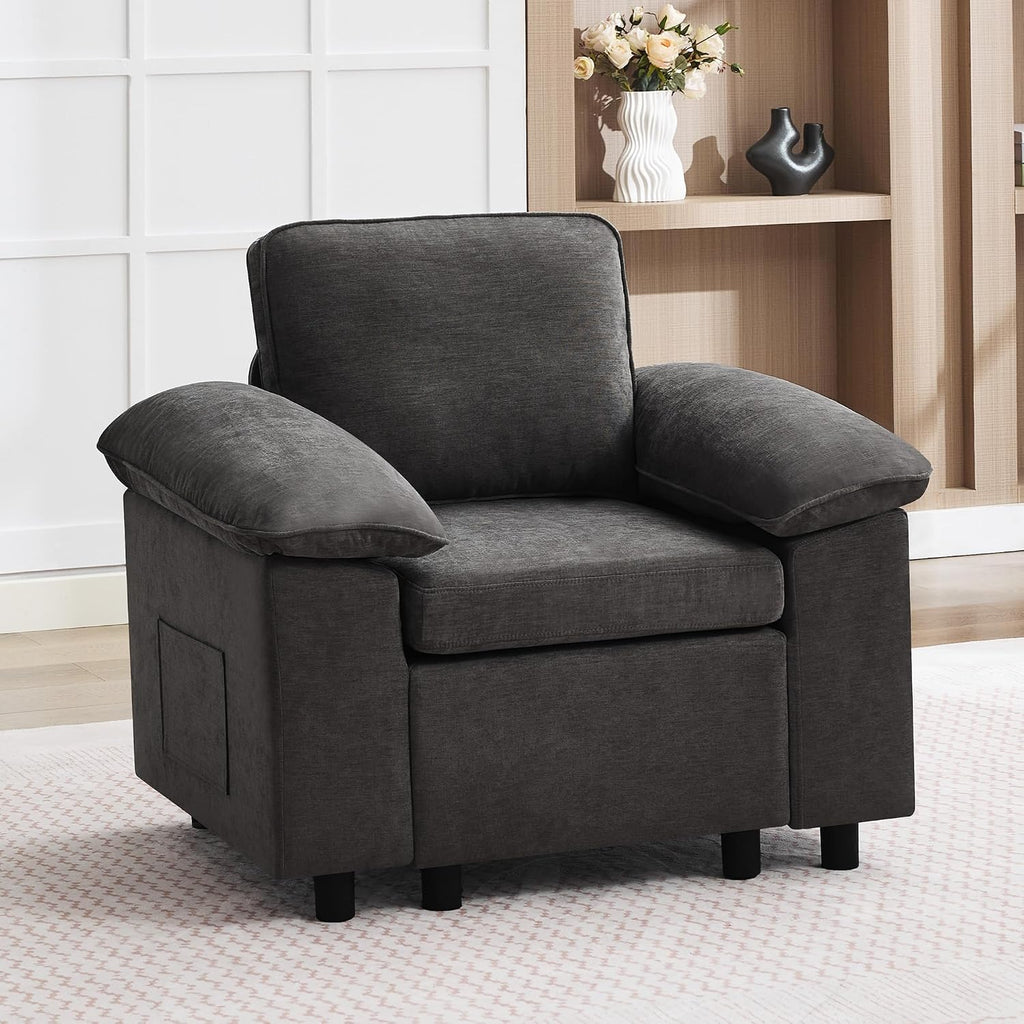 Chenille Modular Armchair Dark Grey
