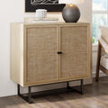Rattan Sideboard Light Oak Black Frame