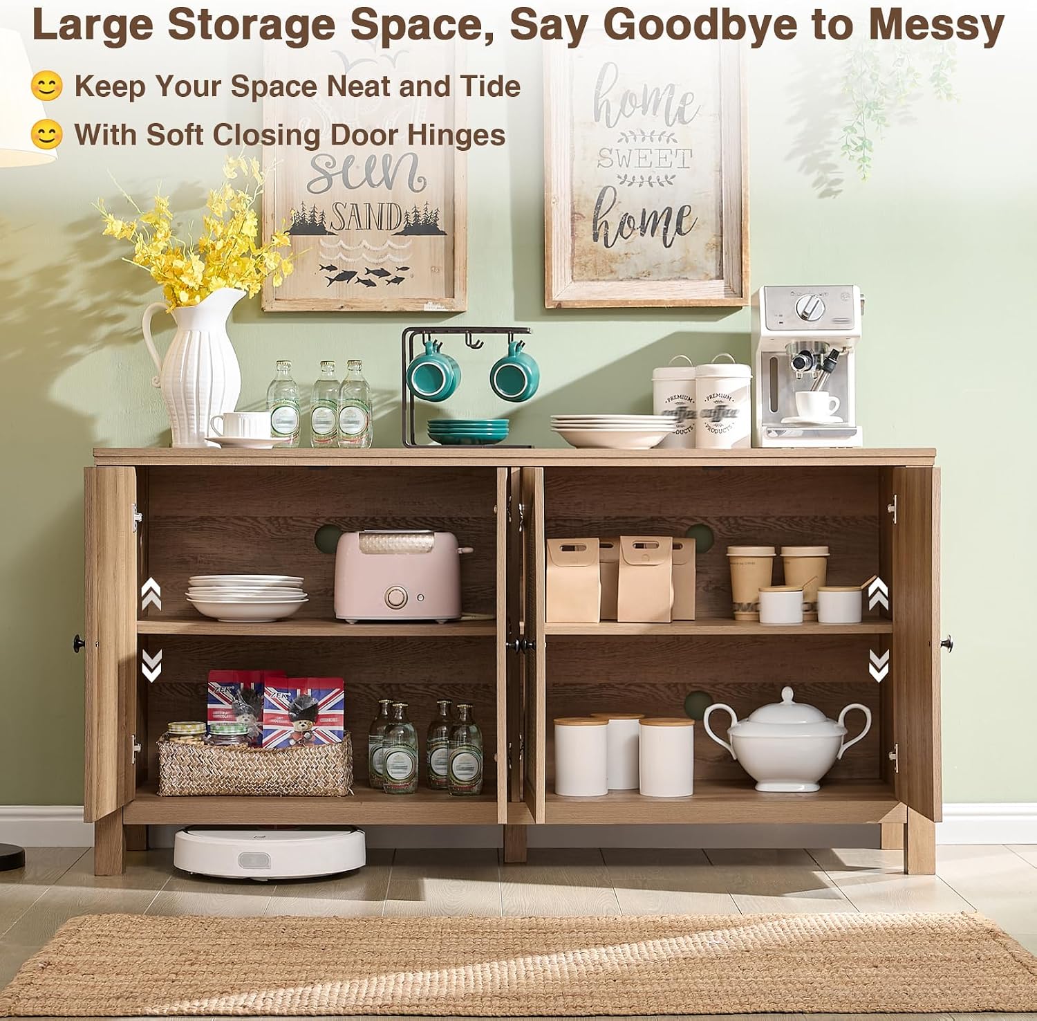 60" Rattan Storage Sideboard