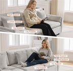 Chenille Cloud Accent Chair Light Grey Tufted Deep Seat