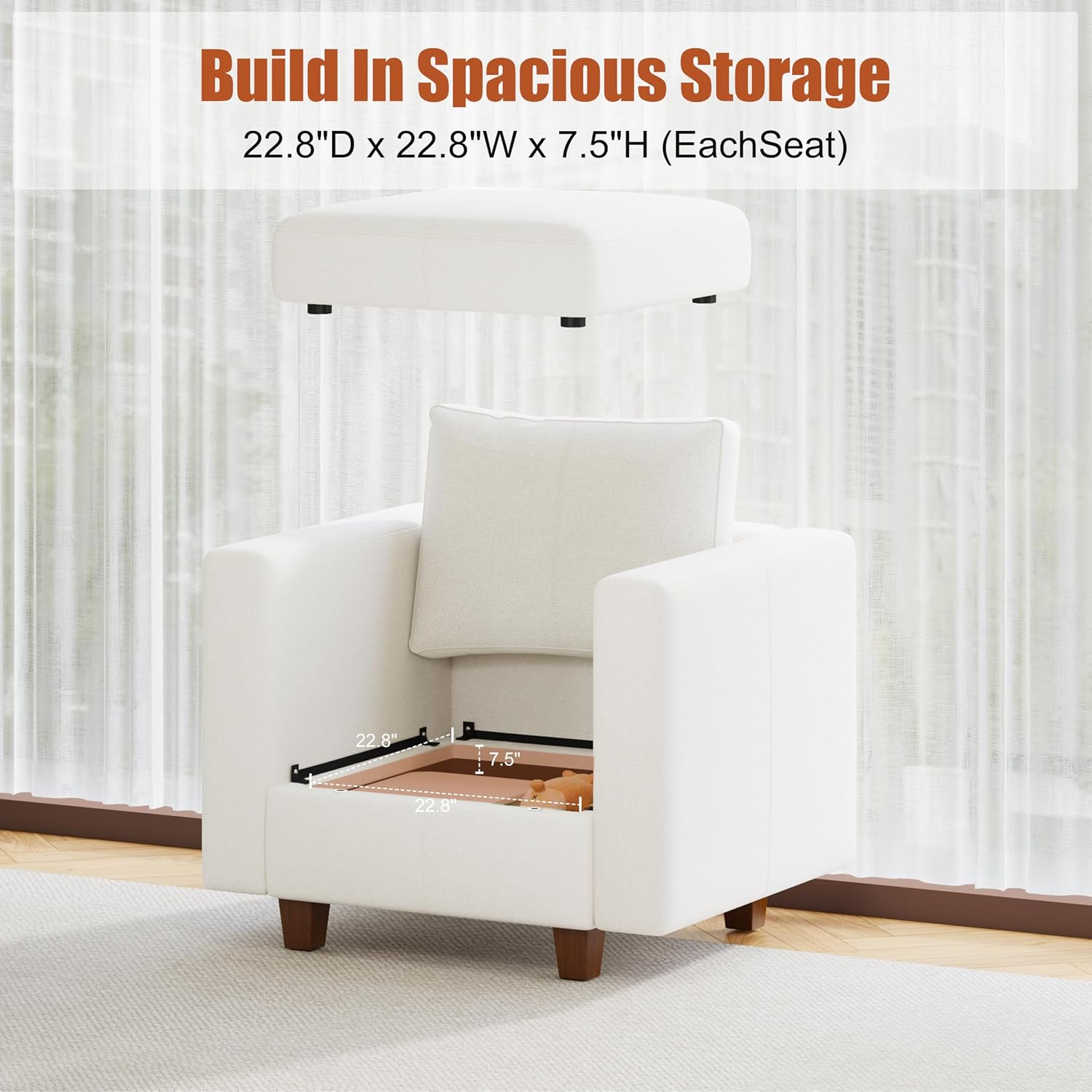 Modular Sectional Sofa White With Storage Ottoman