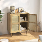 Boho Rattan Sideboard 2 Magnetic Doors Storage