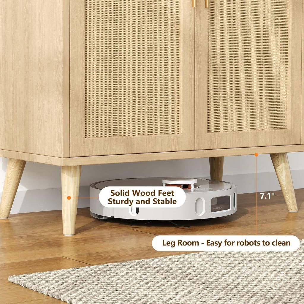 Rattan Cabinet 2 Doors Adjustable Shelf