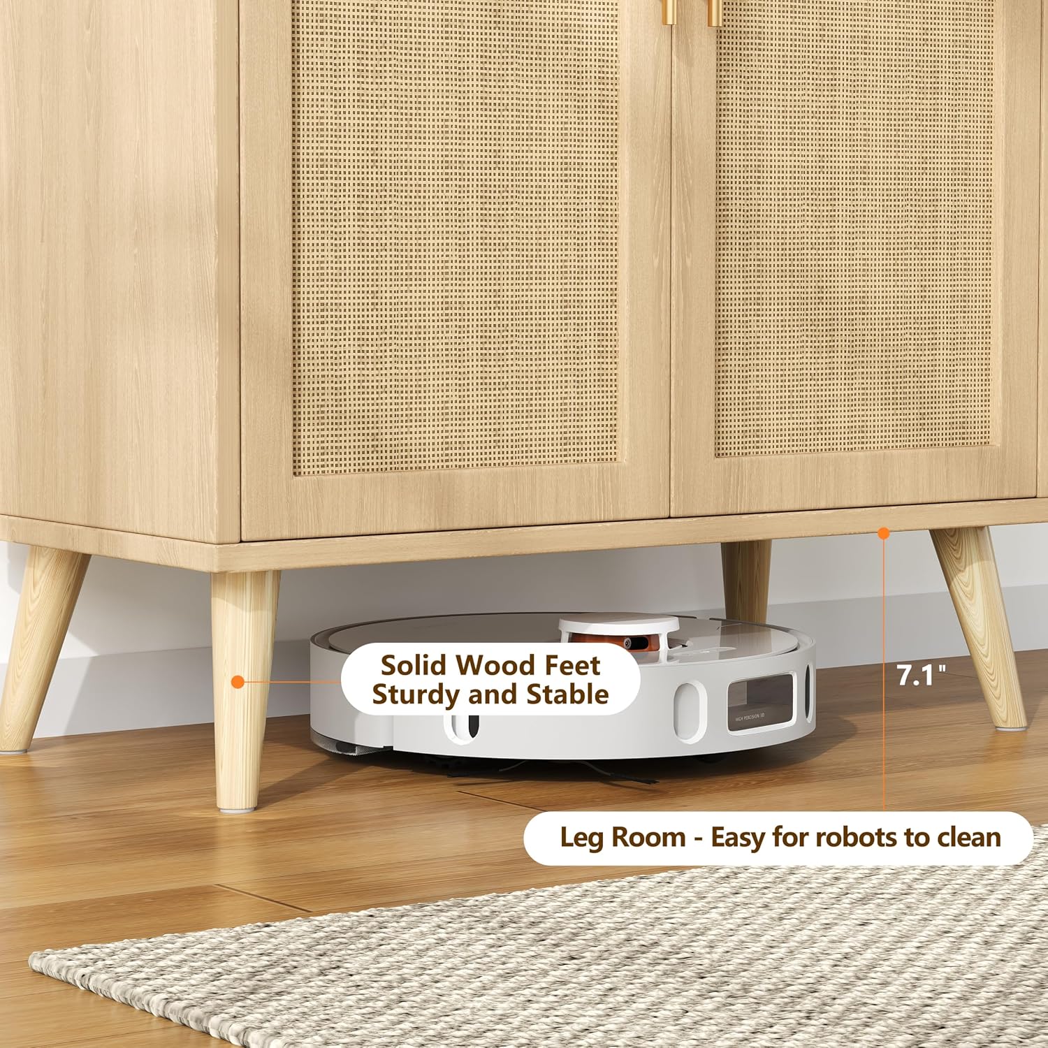 Rattan Cabinet 2 Doors Adjustable Shelf