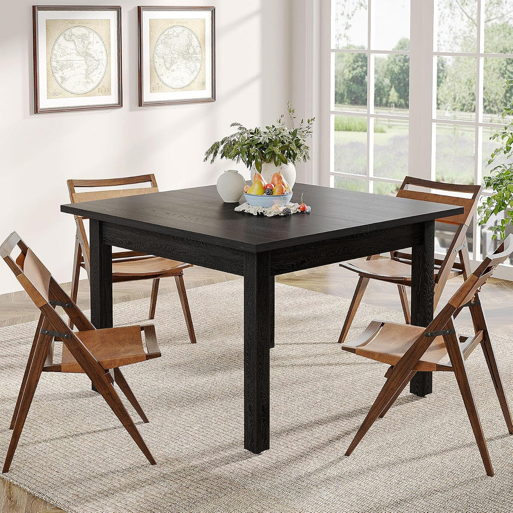 Square Dining Table Pure Black For 2-4 People