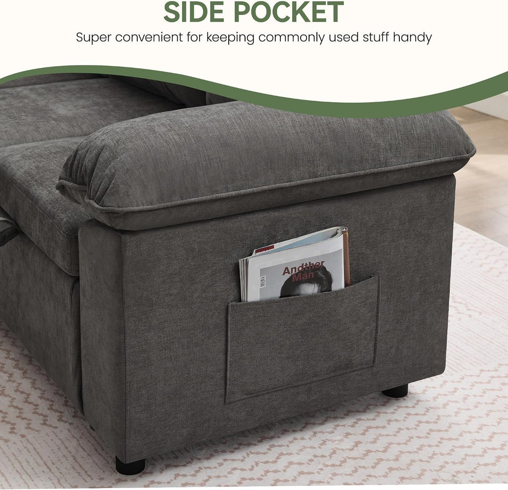 Chenille Modular Armchair Dark Grey