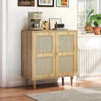 Boho Rattan Sideboard 2 Magnetic Doors Storage