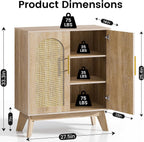 Rattan Sideboard Arched Doors Storage Cabinet Natural