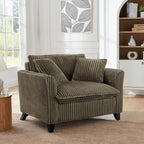 Modular Corduroy Accent Chair Brown Ergonomic Single Sofa