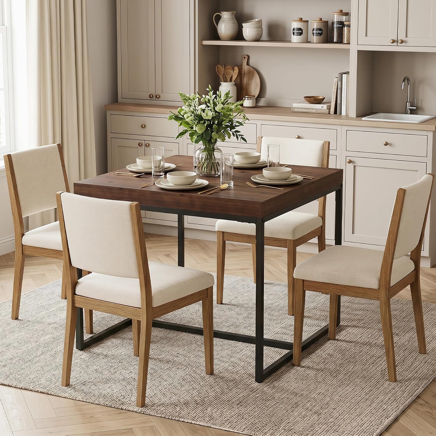 31.5" Square Solid Wood Dining Table For 2-4