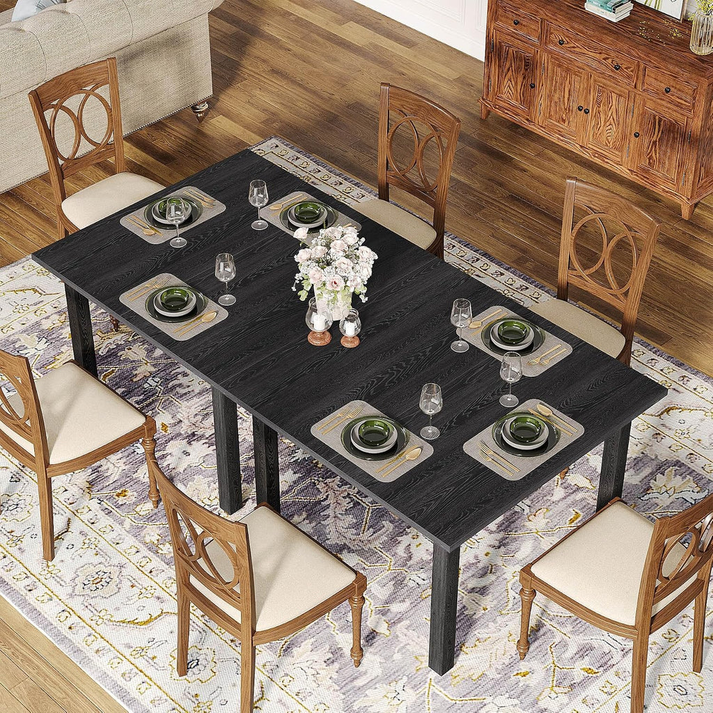 Square Dining Table Pure Black For 2-4 People