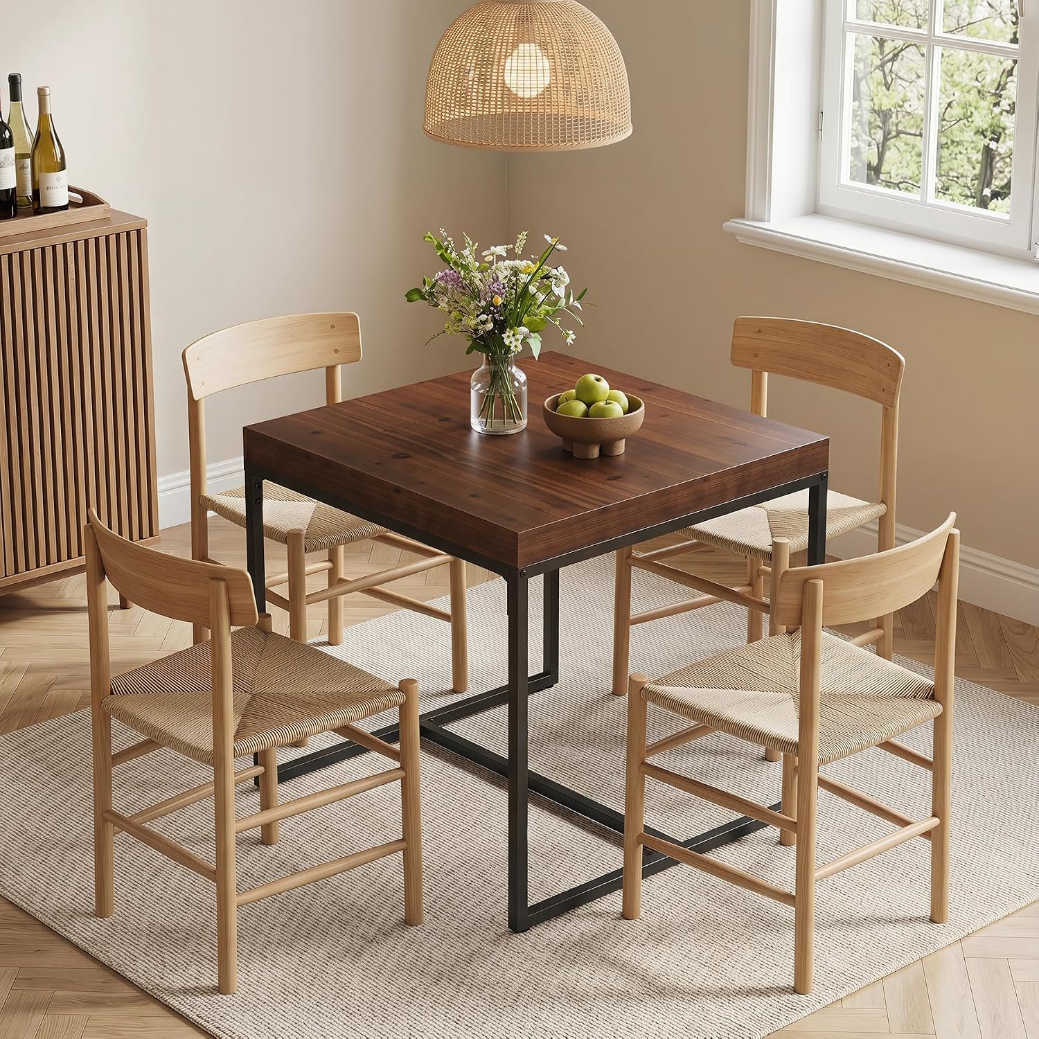 31.5" Square Solid Wood Dining Table For 2-4