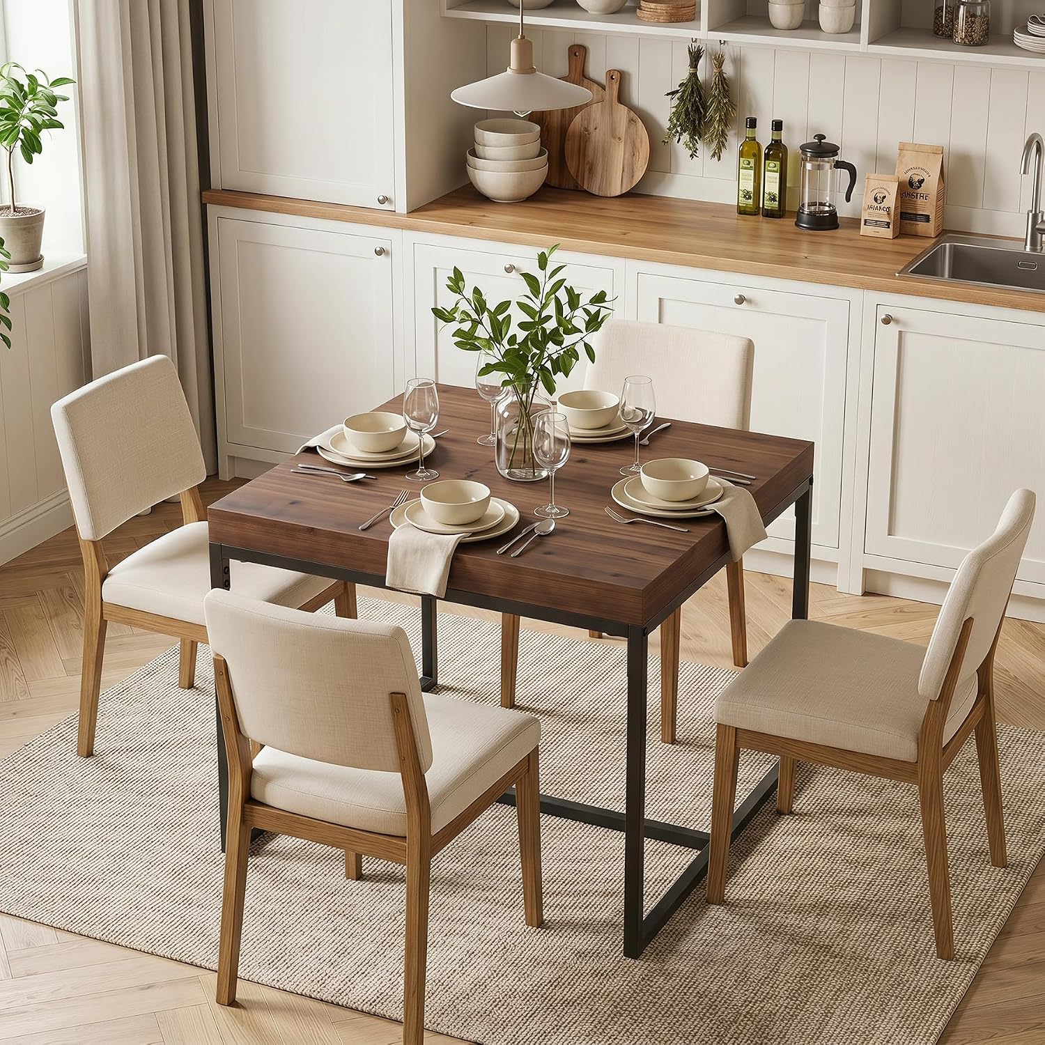 31.5" Square Solid Wood Dining Table For 2-4