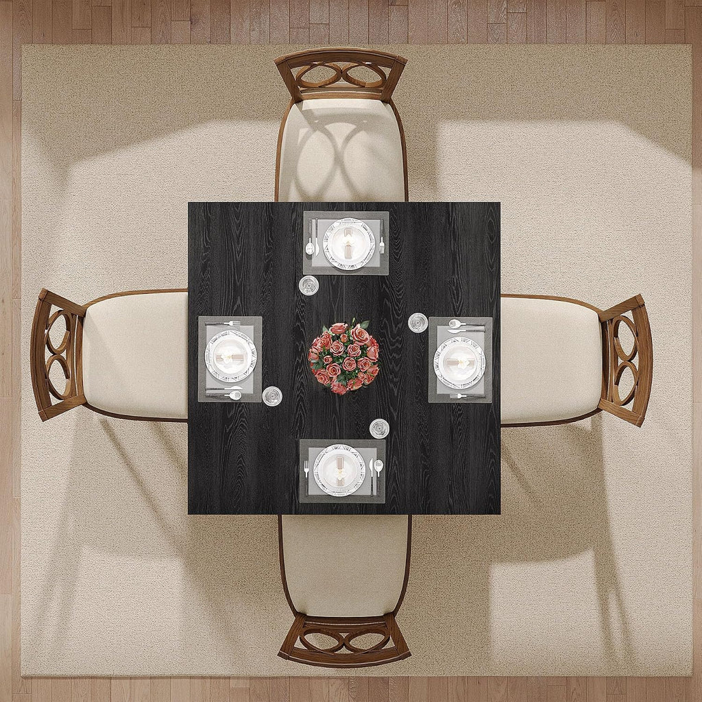 Square Dining Table Pure Black For 2-4 People