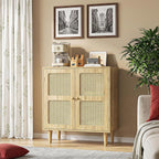 Boho Rattan Sideboard 2 Magnetic Doors Storage