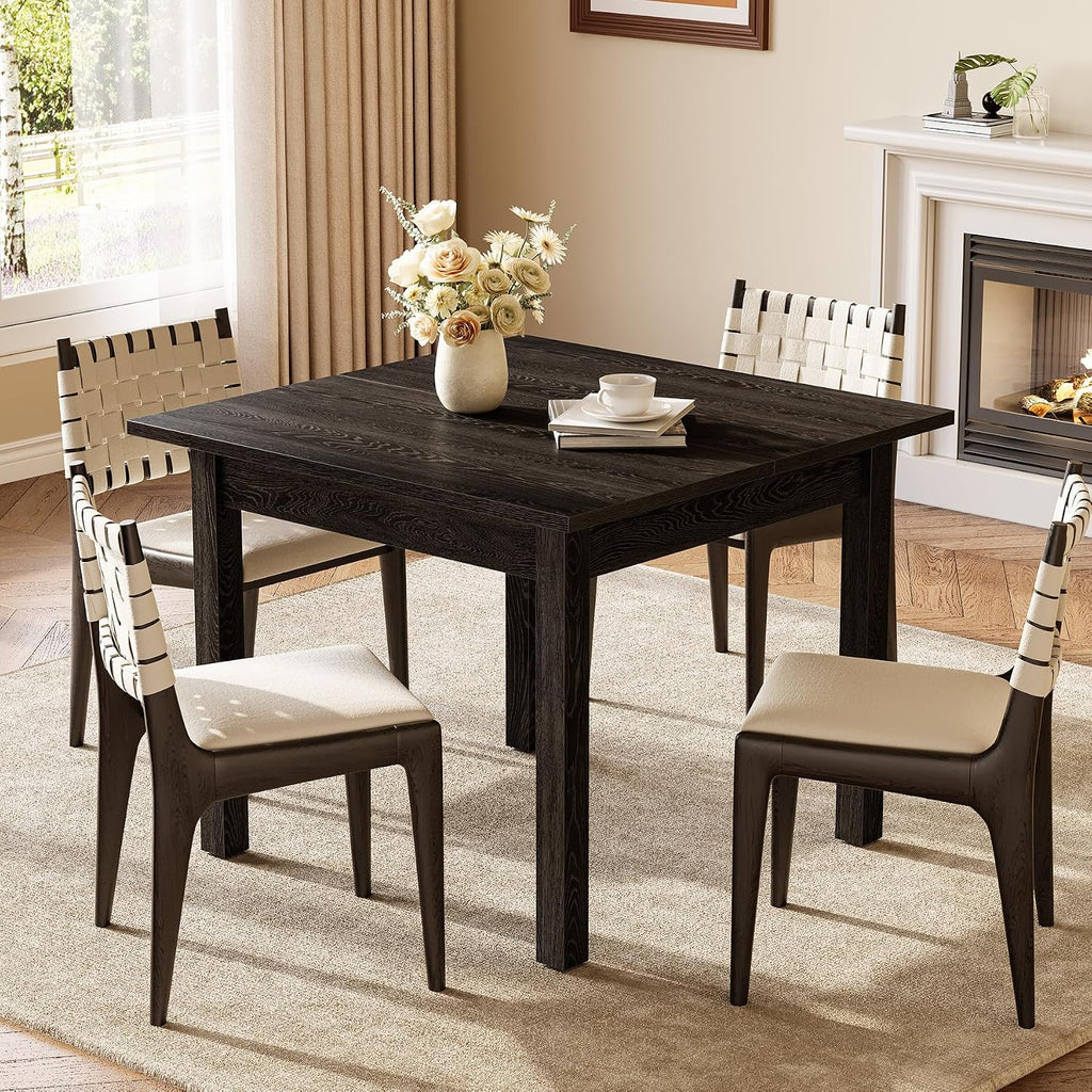 39" Square Dining Table Black For 4 People