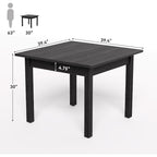 39" Square Dining Table Black For 4 People