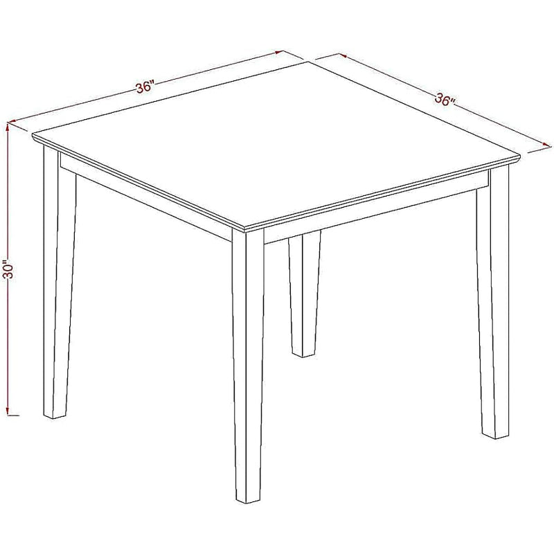 Square Dining Table Rubberwood Antique Walnut 36"